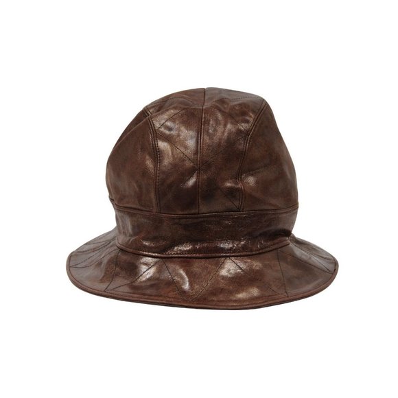 Christian Dior Womens Vintage Logo Bucket Hat 57 Brown Distressed Goat Leather main image 9